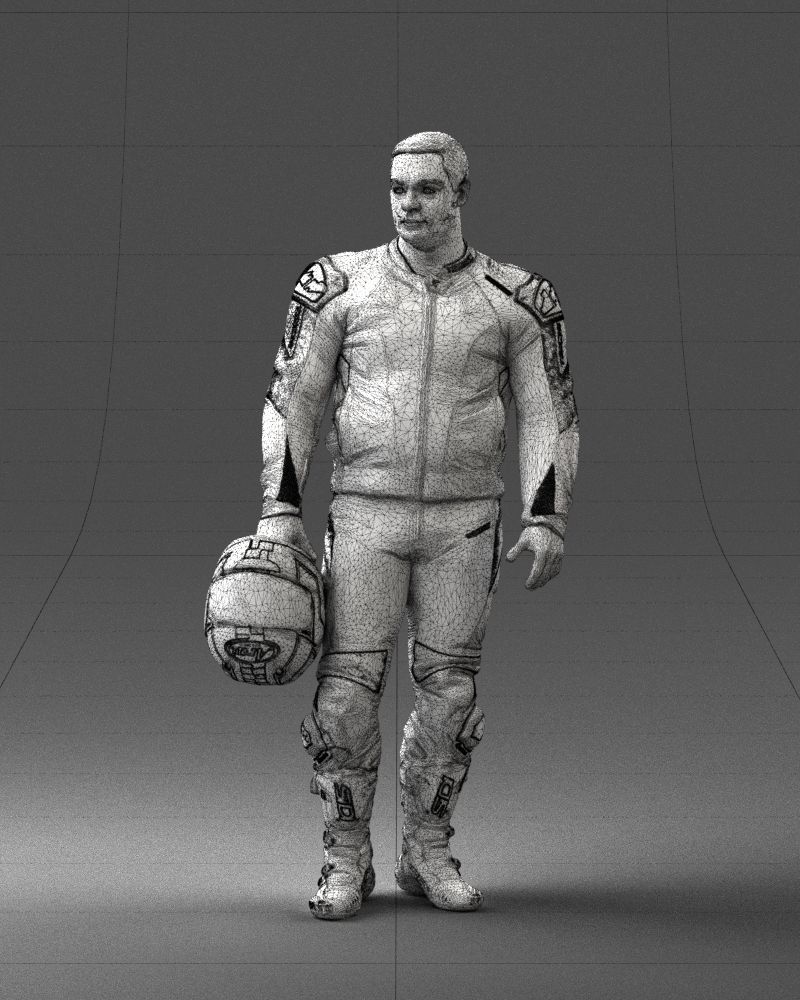 Biker in motorcycle gear and helmet 0086 3D Print Ready 3D print model_35