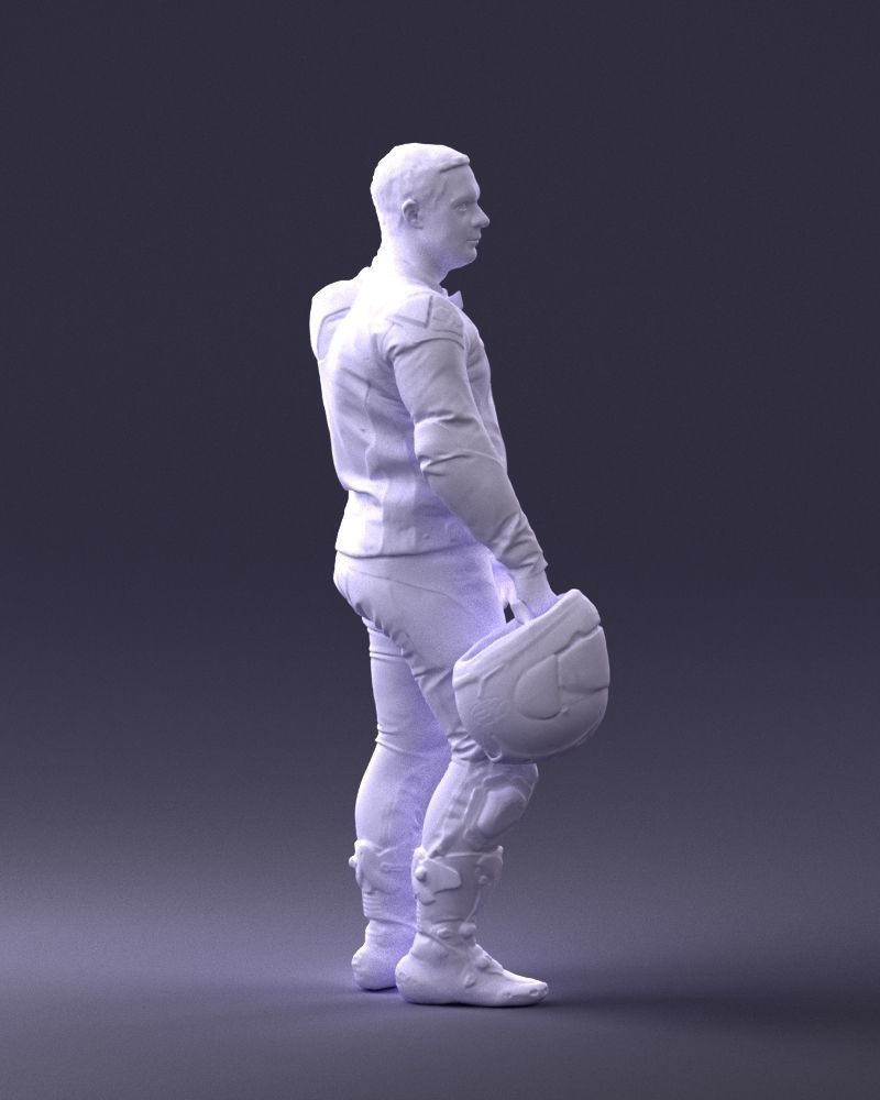 Biker in motorcycle gear and helmet 0086 3D Print Ready 3D print model_13