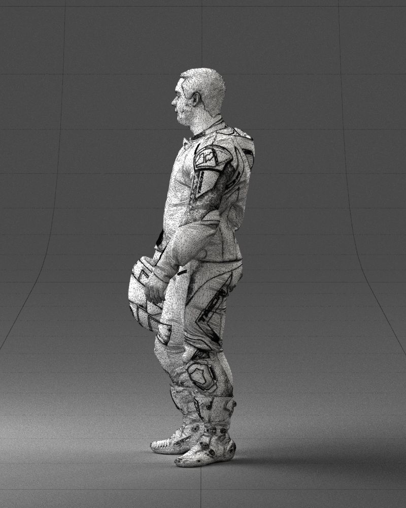 Biker in motorcycle gear and helmet 0086 3D Print Ready 3D print model_26