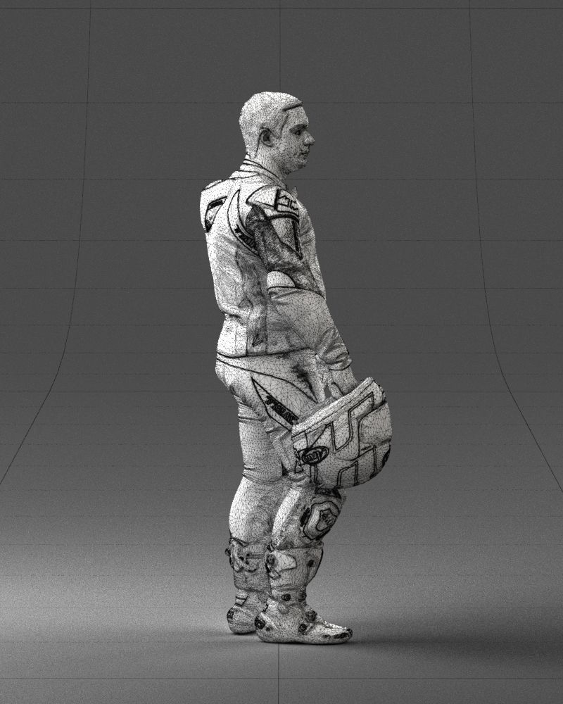Biker in motorcycle gear and helmet 0086 3D Print Ready 3D print model_14