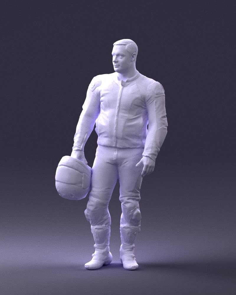 Biker in motorcycle gear and helmet 0086 3D Print Ready 3D print model_31