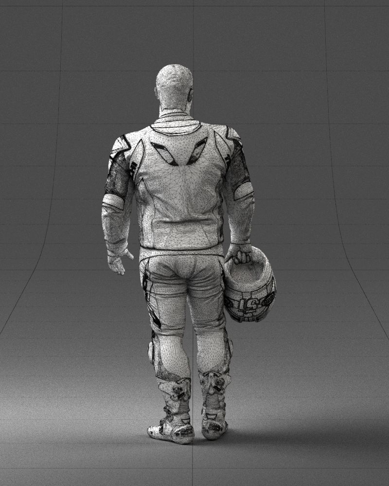Biker in motorcycle gear and helmet 0086 3D Print Ready 3D print model_20
