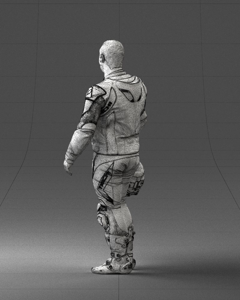 Biker in motorcycle gear and helmet 0086 3D Print Ready 3D print model_23