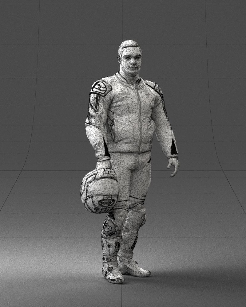 Biker in motorcycle gear and helmet 0086 3D Print Ready 3D print model_8