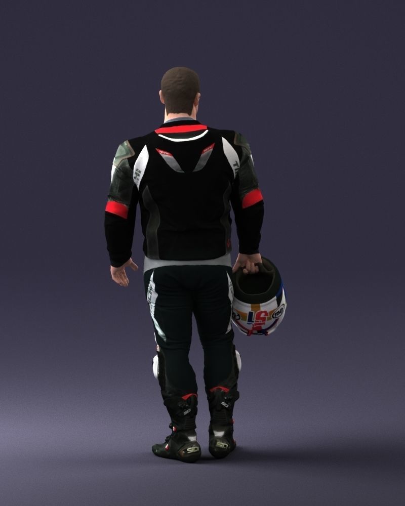 Biker in motorcycle gear and helmet 0086 3D Print Ready 3D print model_18