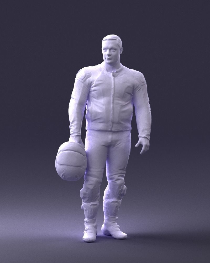 Biker in motorcycle gear and helmet 0086 3D Print Ready 3D print model_37