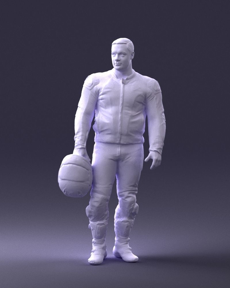 Biker in motorcycle gear and helmet 0086 3D Print Ready 3D print model_34