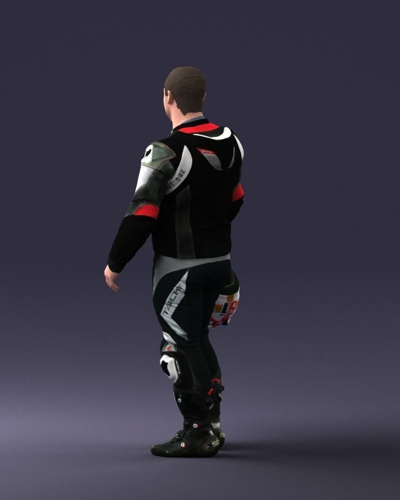 Biker in motorcycle gear and helmet 0086 3D Print Ready 3D print model_21