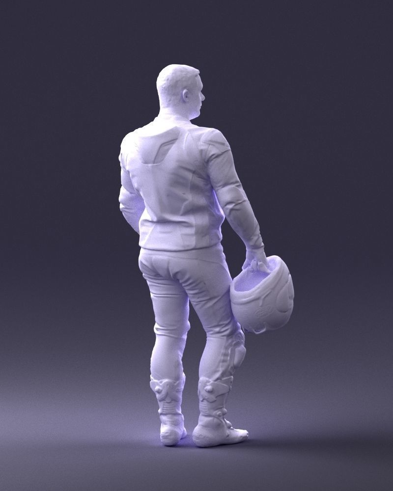Biker in motorcycle gear and helmet 0086 3D Print Ready 3D print model_16