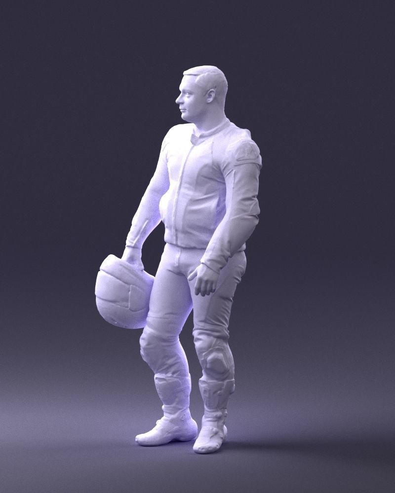 Biker in motorcycle gear and helmet 0086 3D Print Ready 3D print model_28