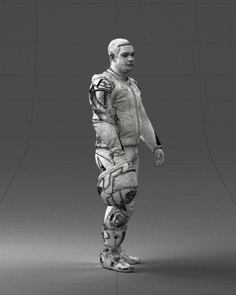 Biker in motorcycle gear and helmet 0086 3D Print Ready 3D print model_11