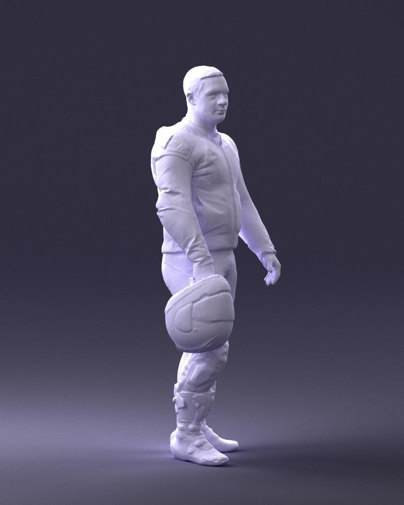 Biker in motorcycle gear and helmet 0086 3D Print Ready 3D print model_10