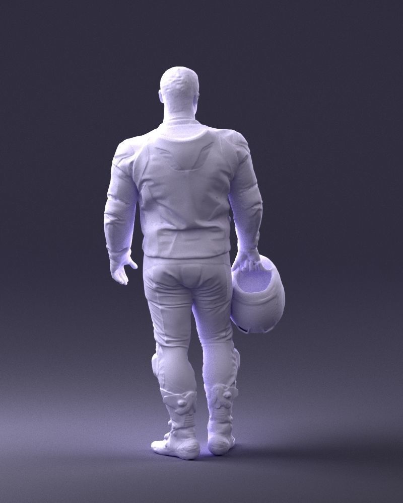 Biker in motorcycle gear and helmet 0086 3D Print Ready 3D print model_19