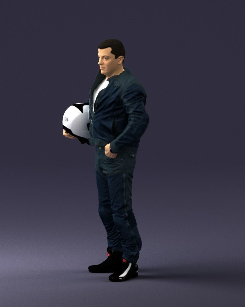 Biker in motorcycle gear and helmet 0093 3D Print Ready 3D print model_27