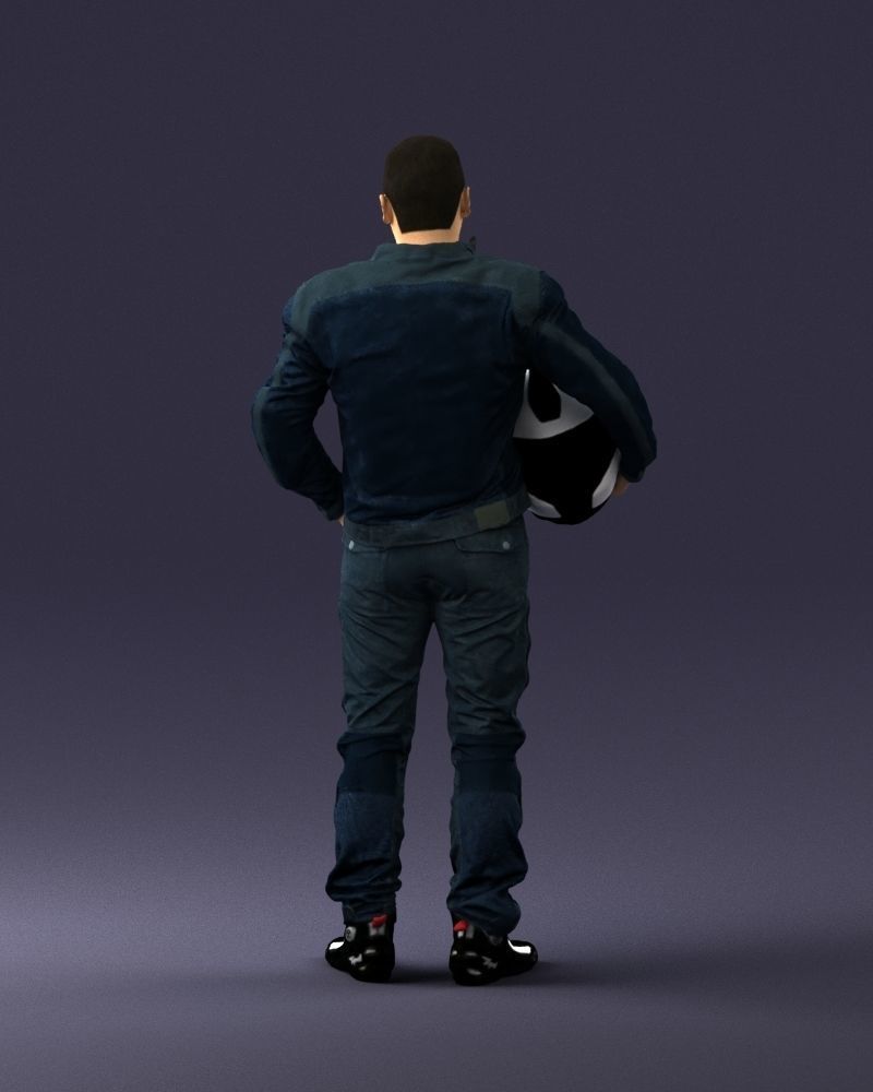 Biker in motorcycle gear and helmet 0093 3D Print Ready 3D print model_18