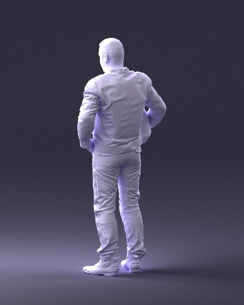 Biker in motorcycle gear and helmet 0093 3D Print Ready 3D print model_22