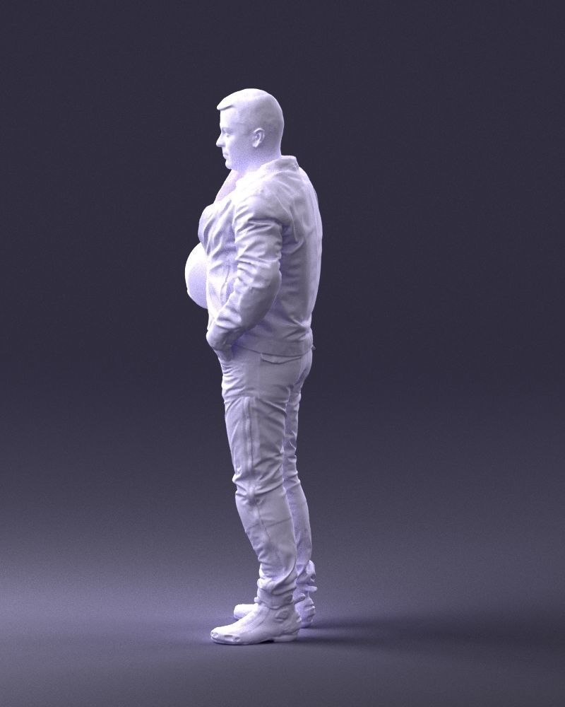 Biker in motorcycle gear and helmet 0093 3D Print Ready 3D print model_25