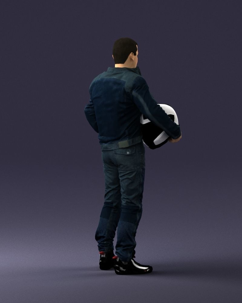 Biker in motorcycle gear and helmet 0093 3D Print Ready 3D print model_15