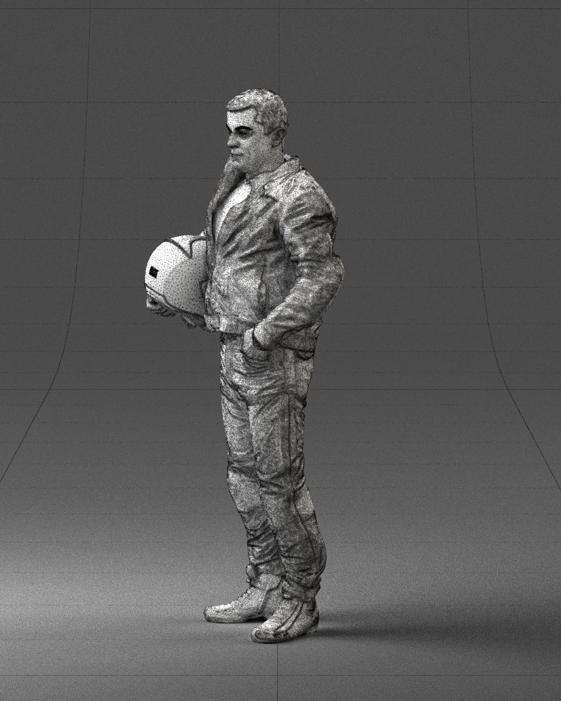 Biker in motorcycle gear and helmet 0093 3D Print Ready 3D print model_29
