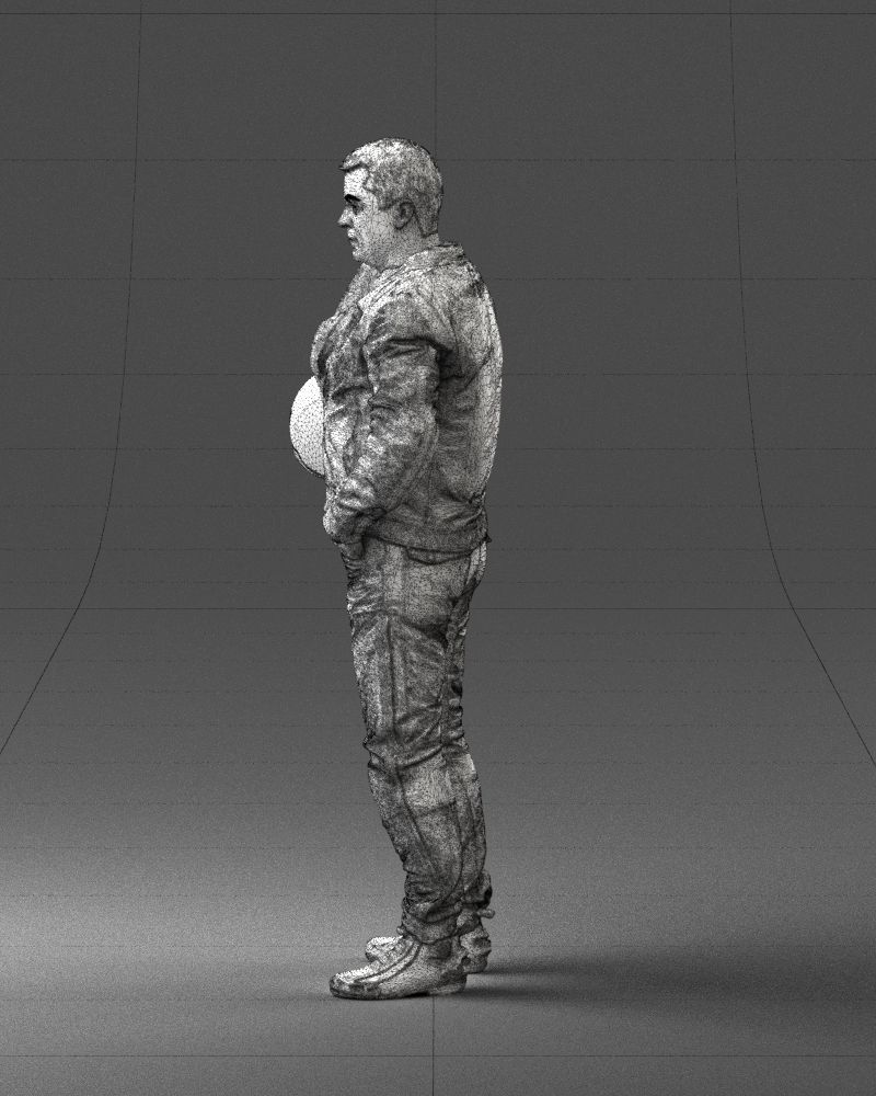 Biker in motorcycle gear and helmet 0093 3D Print Ready 3D print model_26