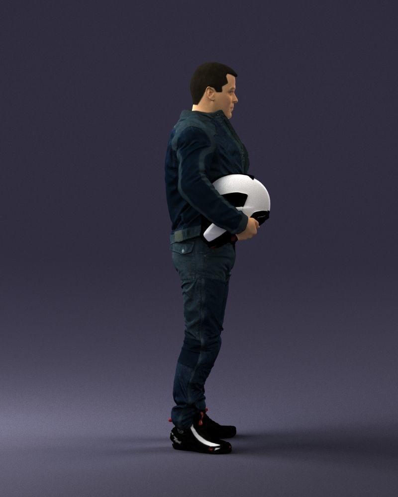 Biker in motorcycle gear and helmet 0093 3D Print Ready 3D print model_12