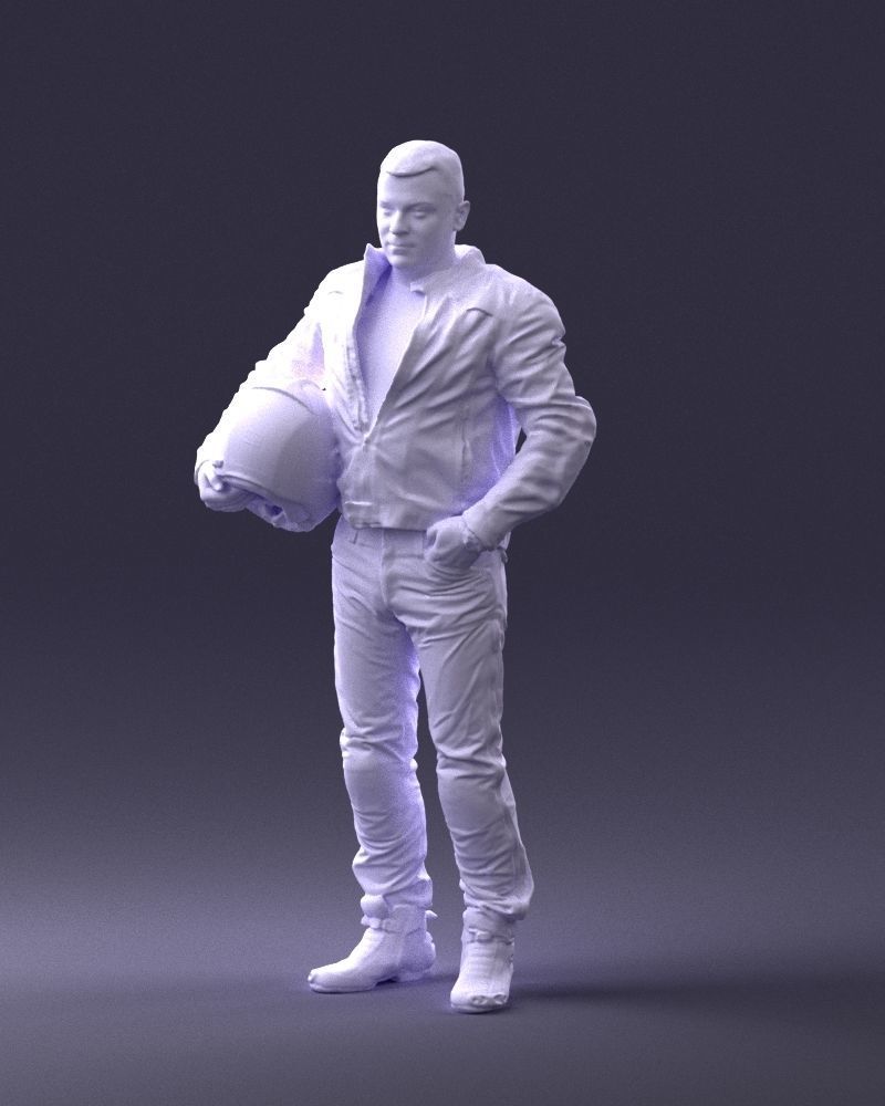 Biker in motorcycle gear and helmet 0093 3D Print Ready 3D print model_31