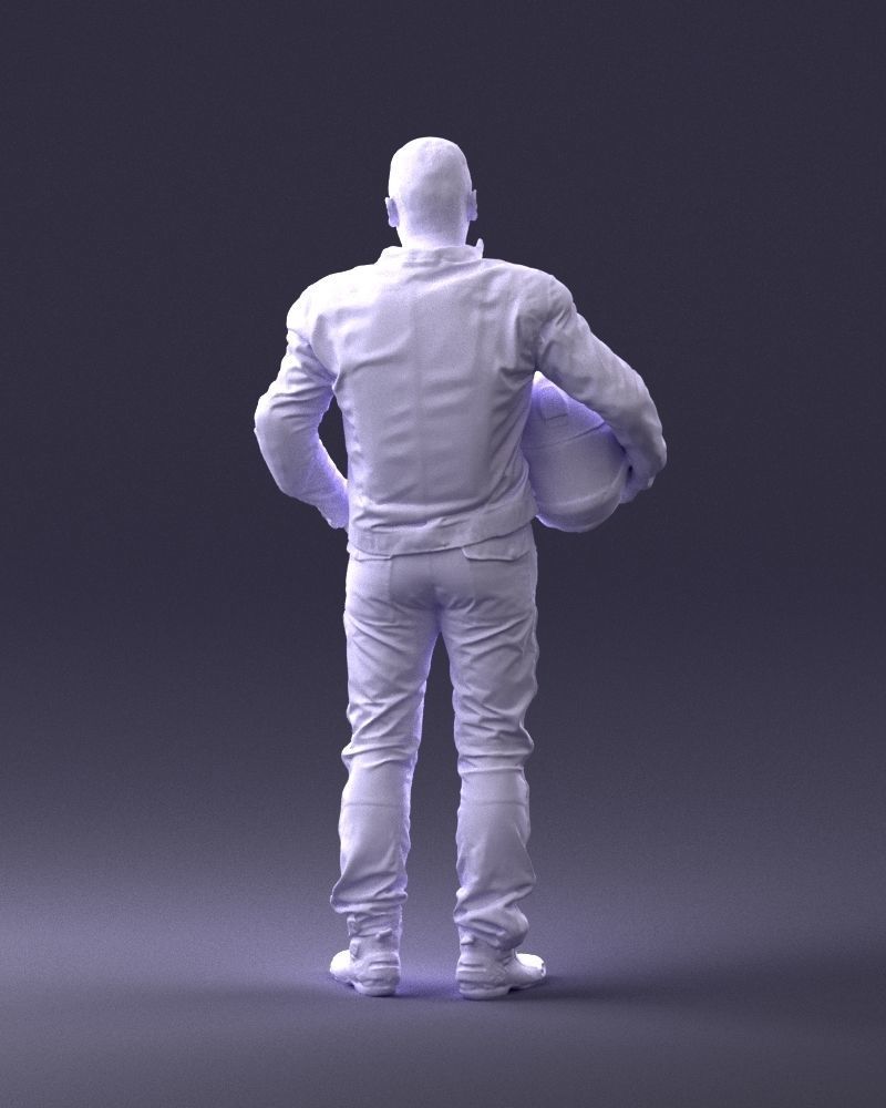 Biker in motorcycle gear and helmet 0093 3D Print Ready 3D print model_19
