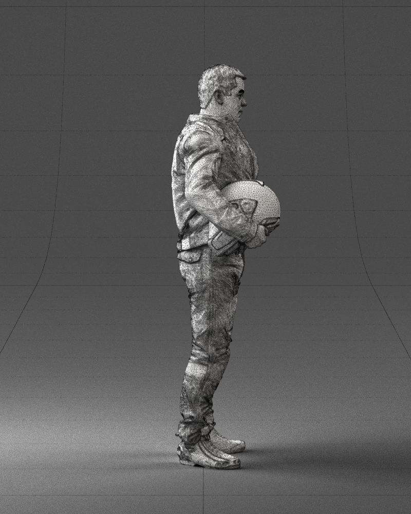 Biker in motorcycle gear and helmet 0093 3D Print Ready 3D print model_14