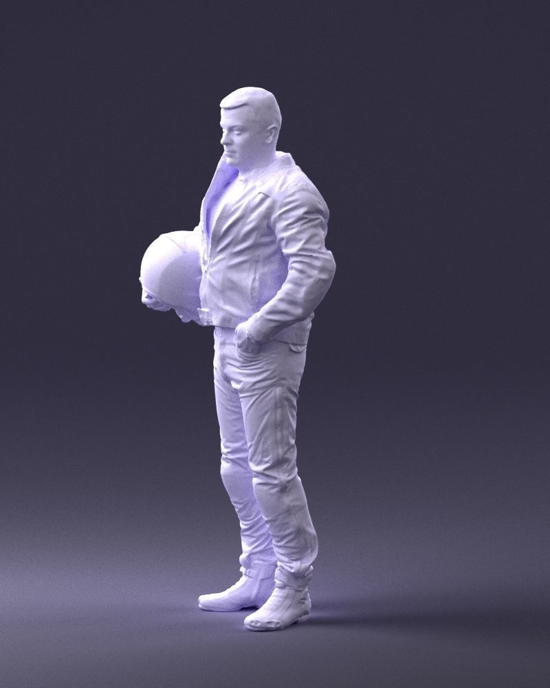 Biker in motorcycle gear and helmet 0093 3D Print Ready 3D print model_28