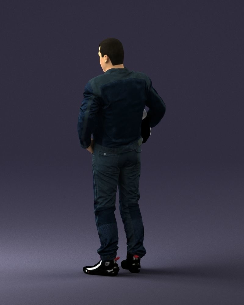 Biker in motorcycle gear and helmet 0093 3D Print Ready 3D print model_21
