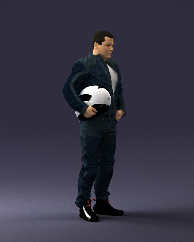 Biker in motorcycle gear and helmet 0093 3D Print Ready 3D print model_9