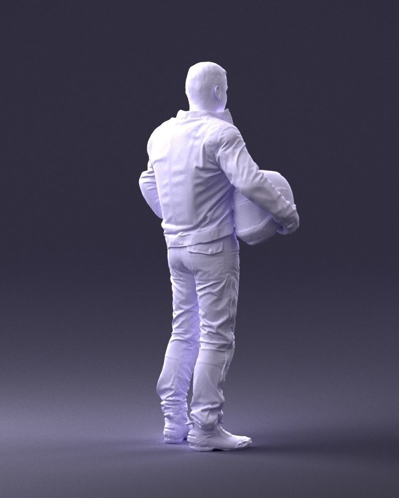 Biker in motorcycle gear and helmet 0093 3D Print Ready 3D print model_16
