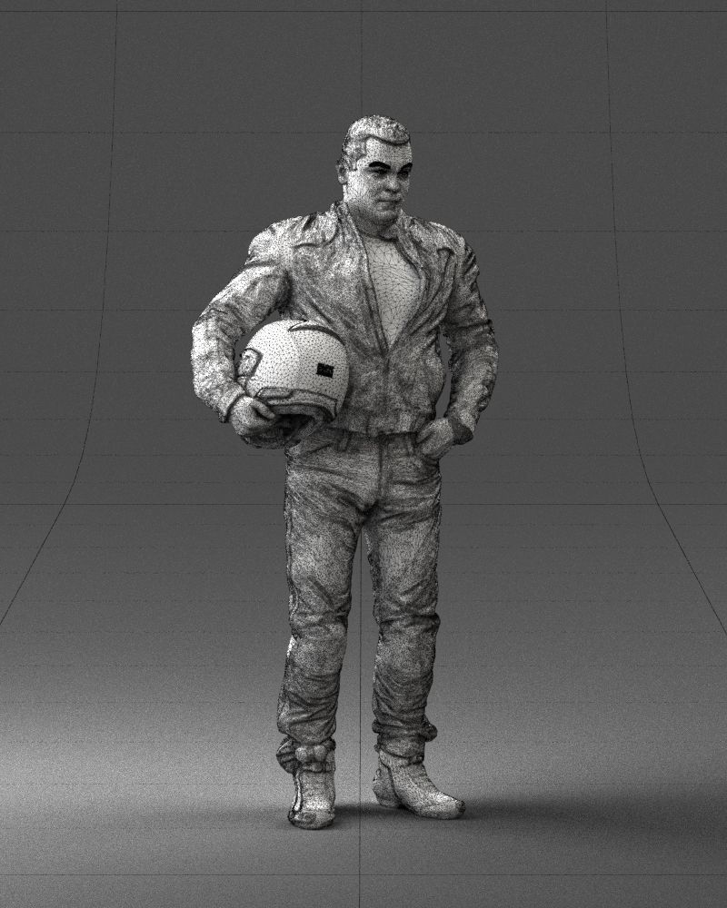 Biker in motorcycle gear and helmet 0093 3D Print Ready 3D print model_8