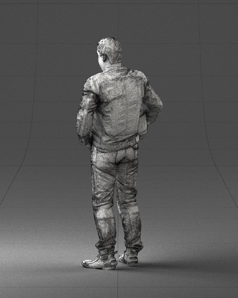 Biker in motorcycle gear and helmet 0093 3D Print Ready 3D print model_23
