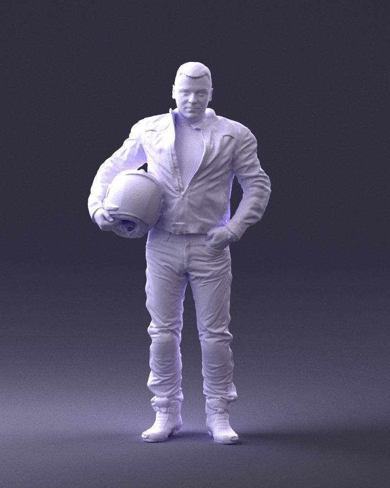 Biker in motorcycle gear and helmet 0093 3D Print Ready 3D print model_37