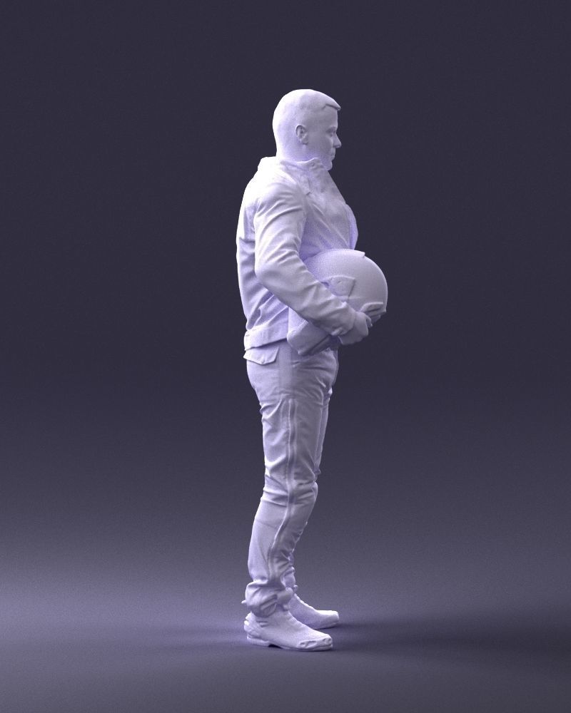 Biker in motorcycle gear and helmet 0093 3D Print Ready 3D print model_13
