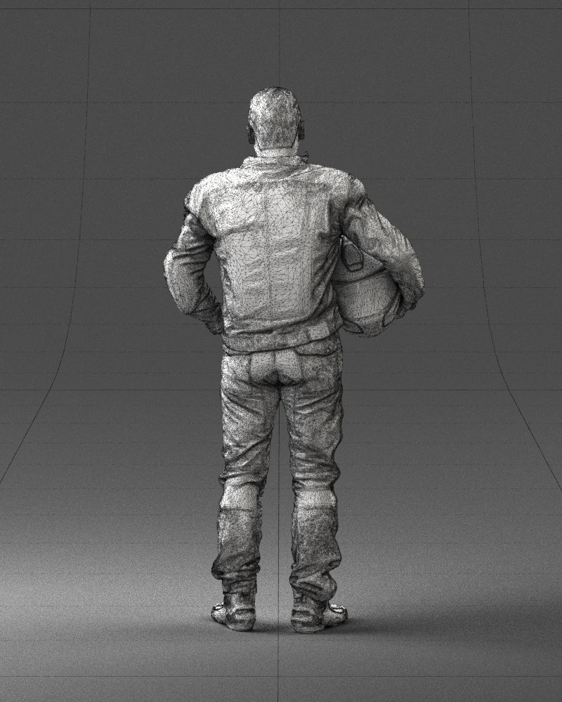 Biker in motorcycle gear and helmet 0093 3D Print Ready 3D print model_20