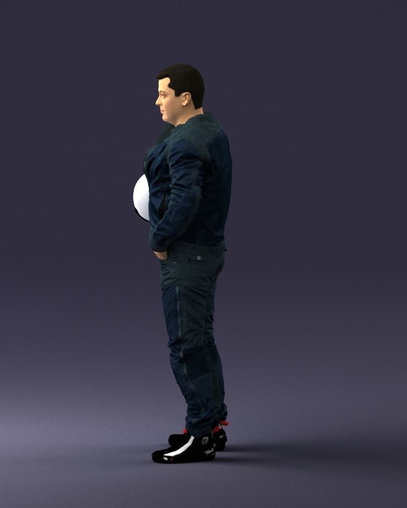 Biker in motorcycle gear and helmet 0093 3D Print Ready 3D print model_24