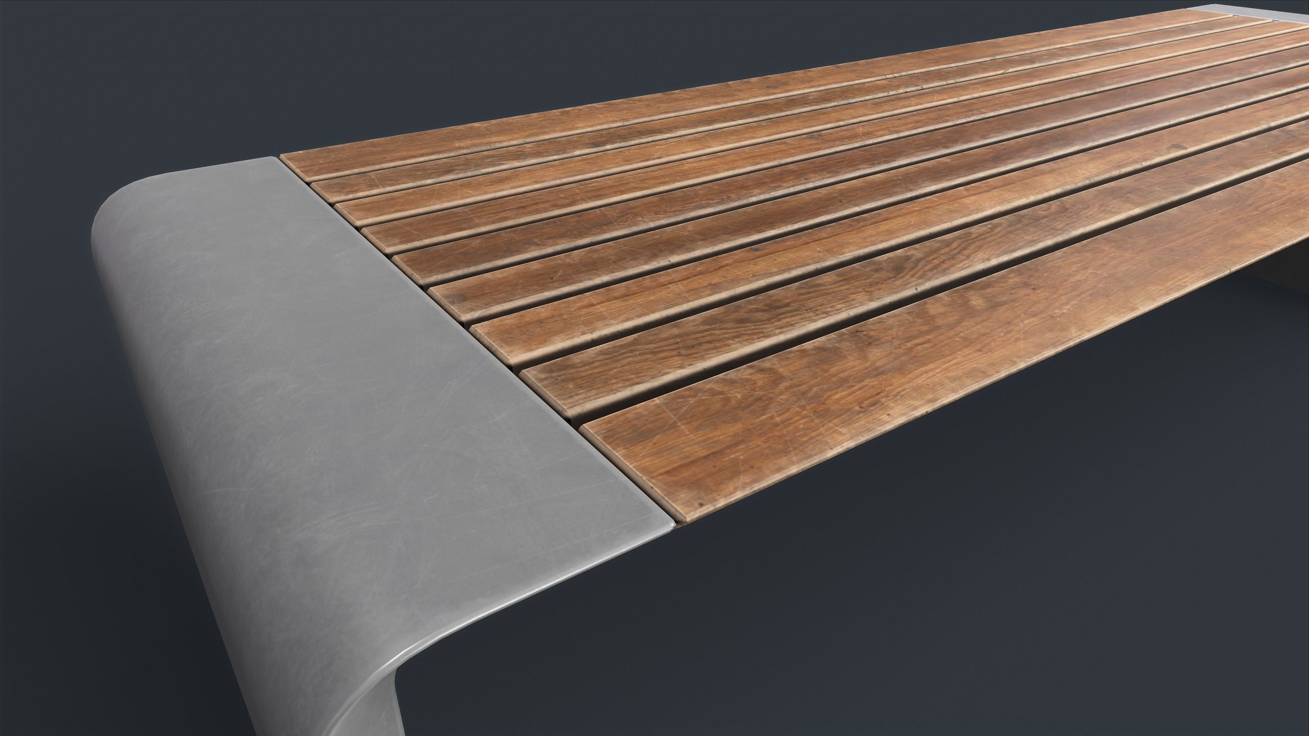 Modern Outdoor Bench 2 PBR Game Ready Low-poly 3D model_3