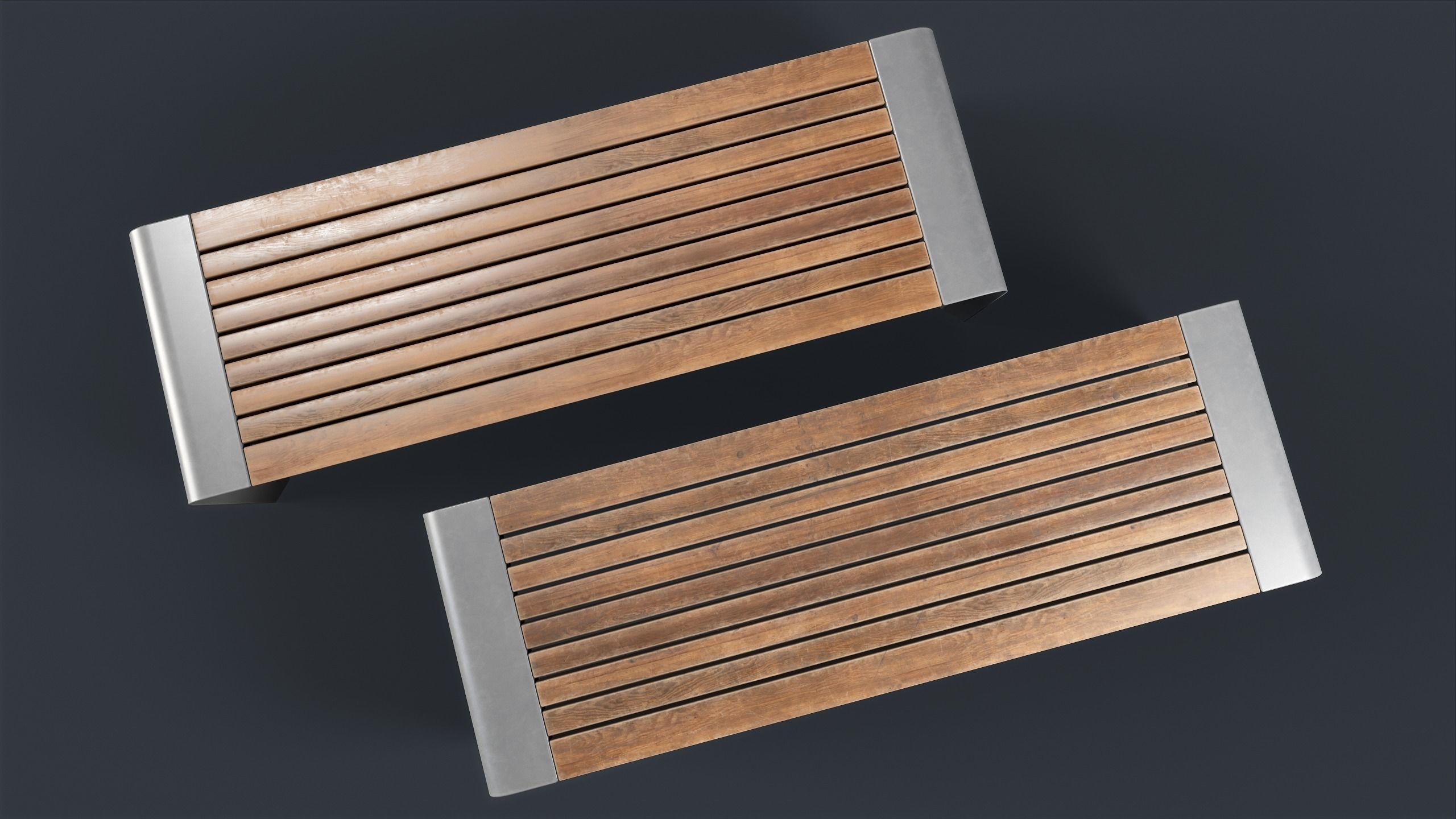 Modern Outdoor Bench 2 PBR Game Ready Low-poly 3D model_11