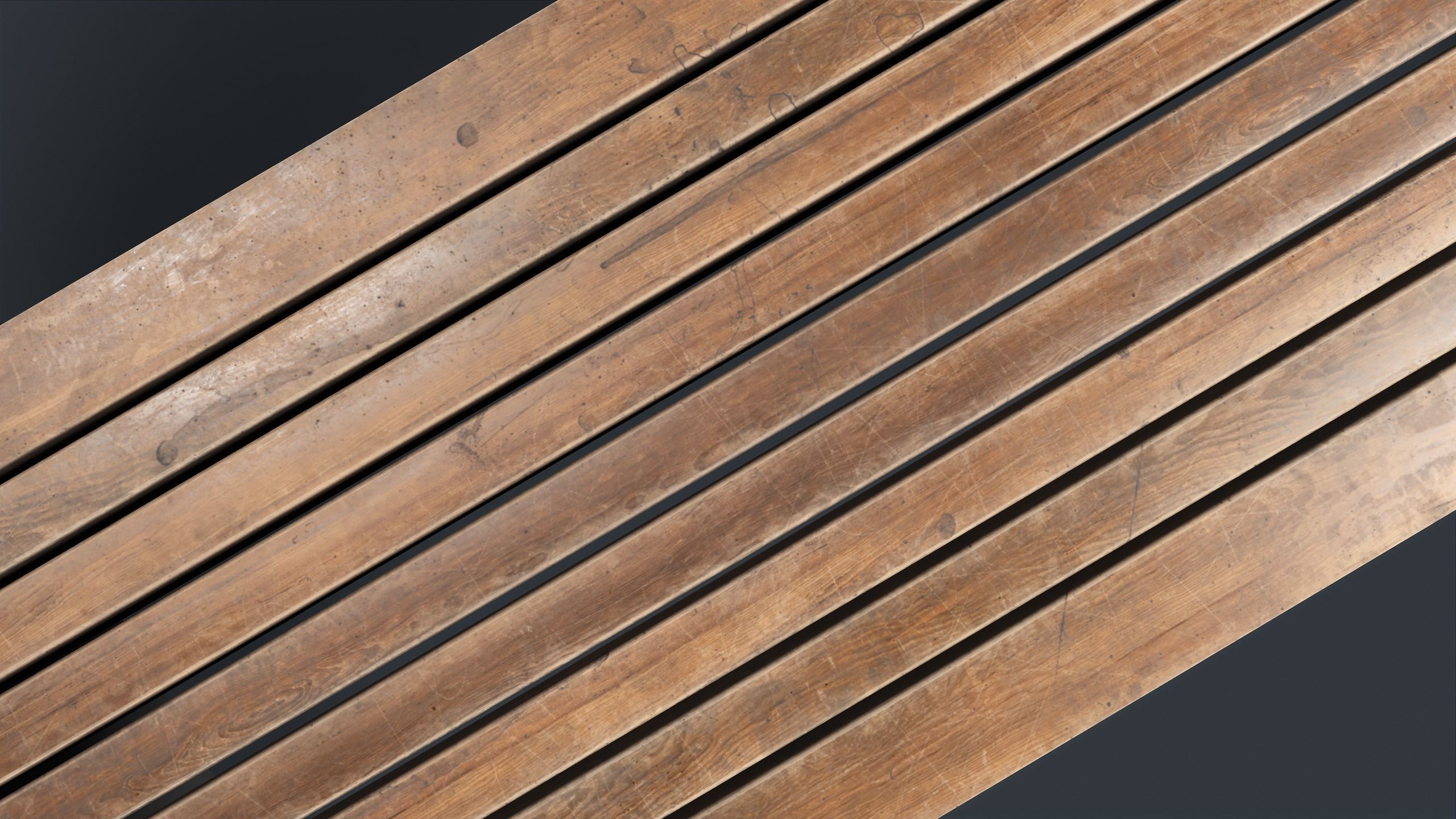 Modern Outdoor Bench 2 PBR Game Ready Low-poly 3D model_7