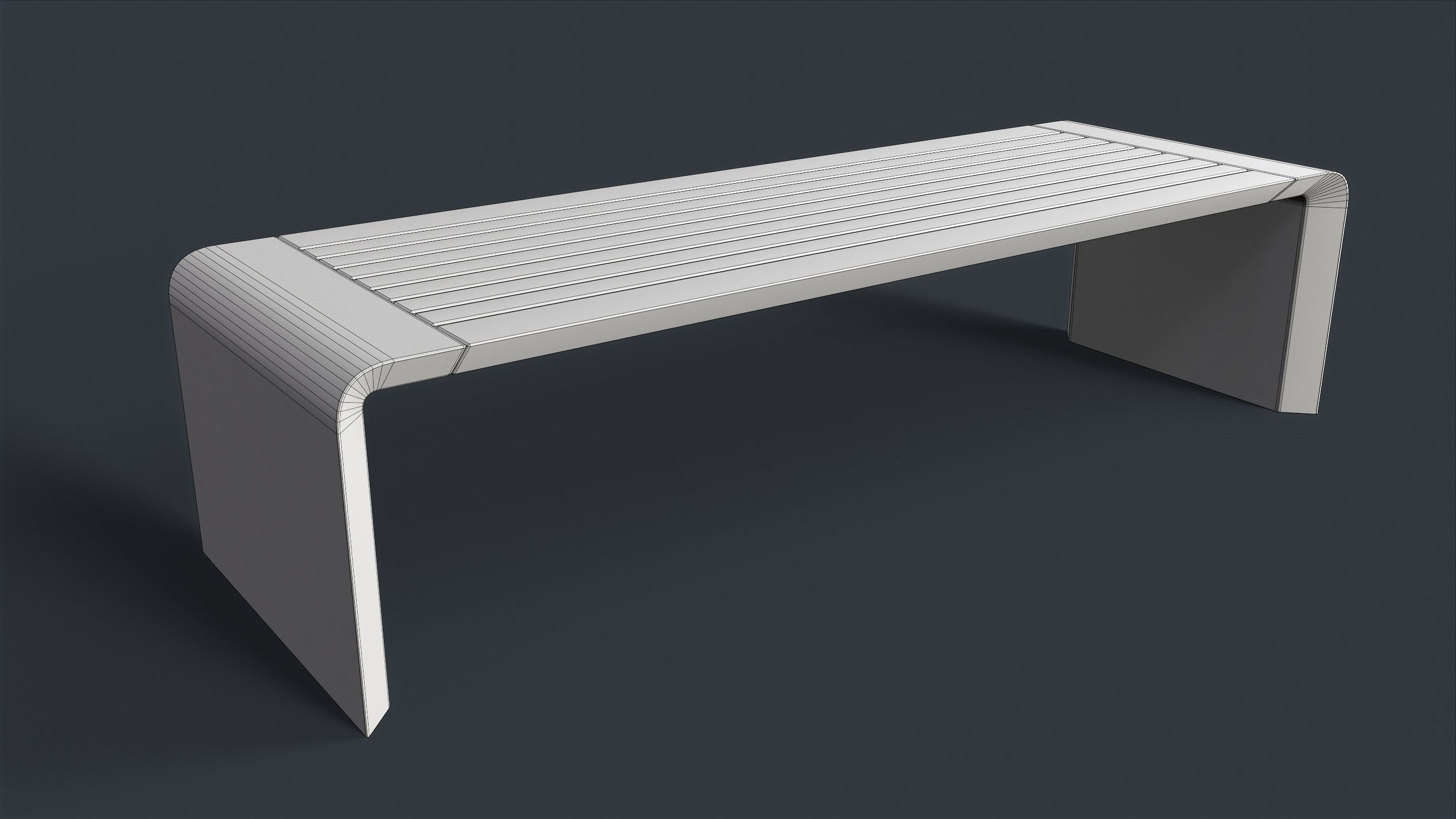 Modern Outdoor Bench 2 PBR Game Ready Low-poly 3D model_13