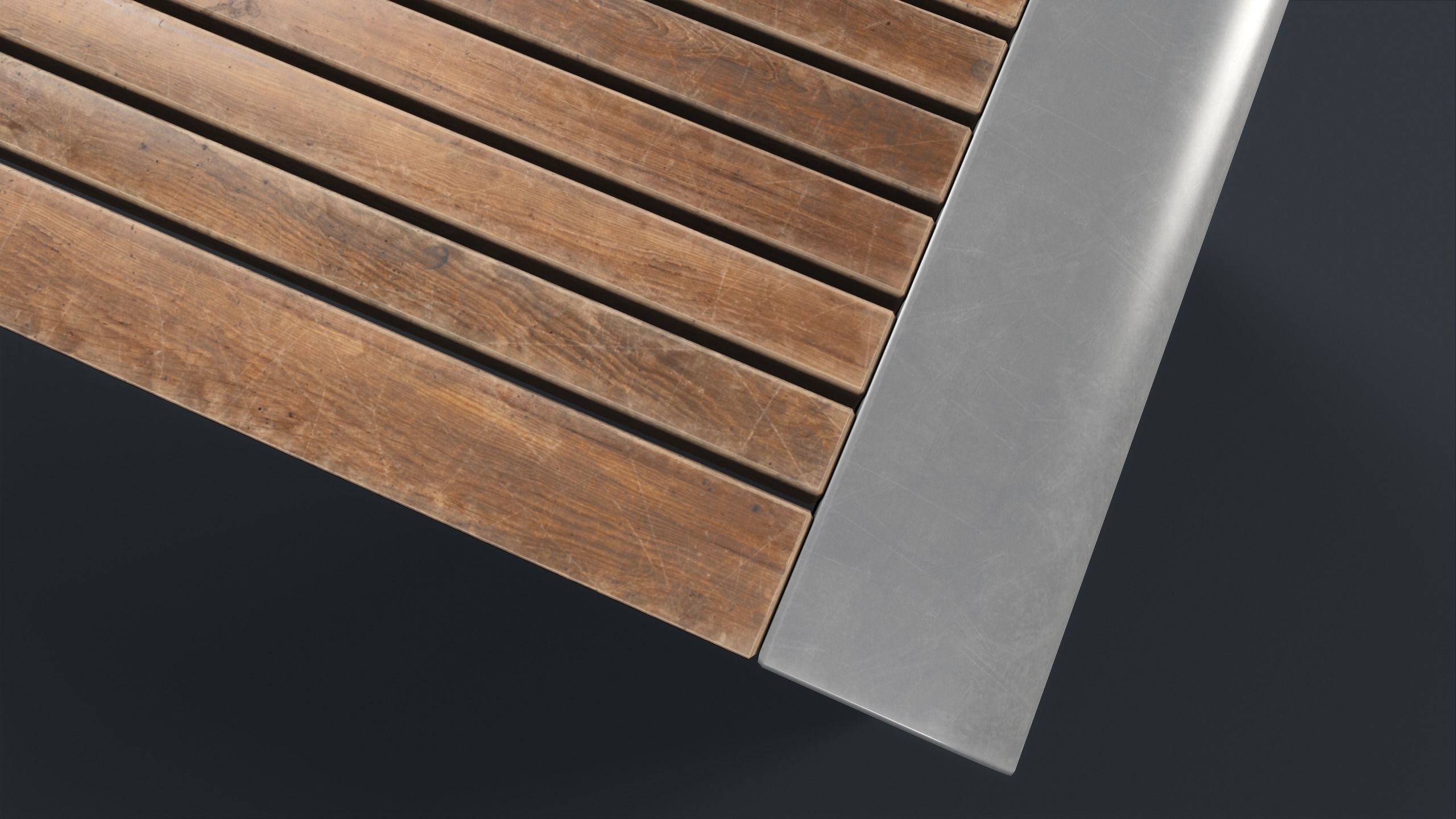 Modern Outdoor Bench 2 PBR Game Ready Low-poly 3D model_2