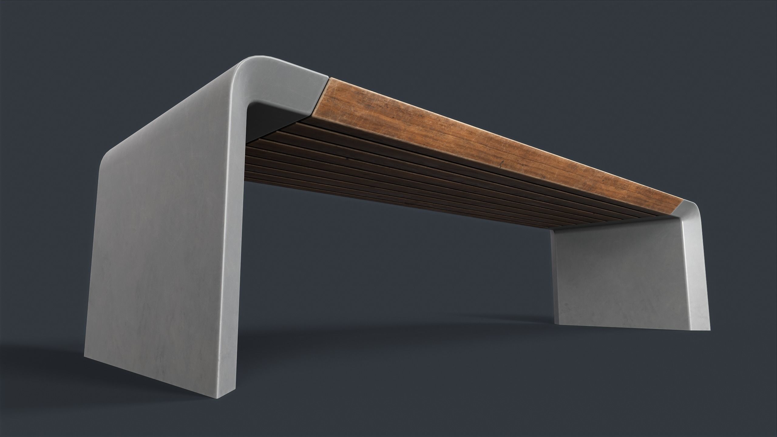 Modern Outdoor Bench 2 PBR Game Ready Low-poly 3D model_8