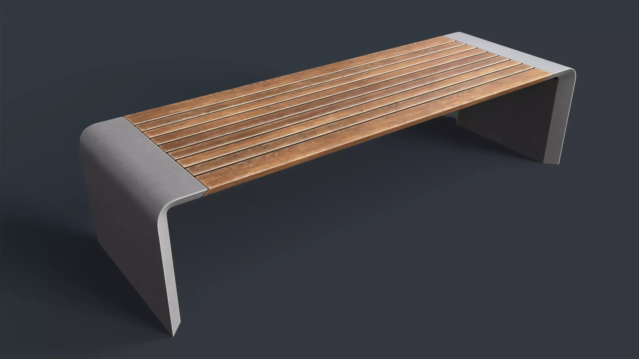 Modern Outdoor Bench 2 PBR Game Ready Low-poly 3D model_0