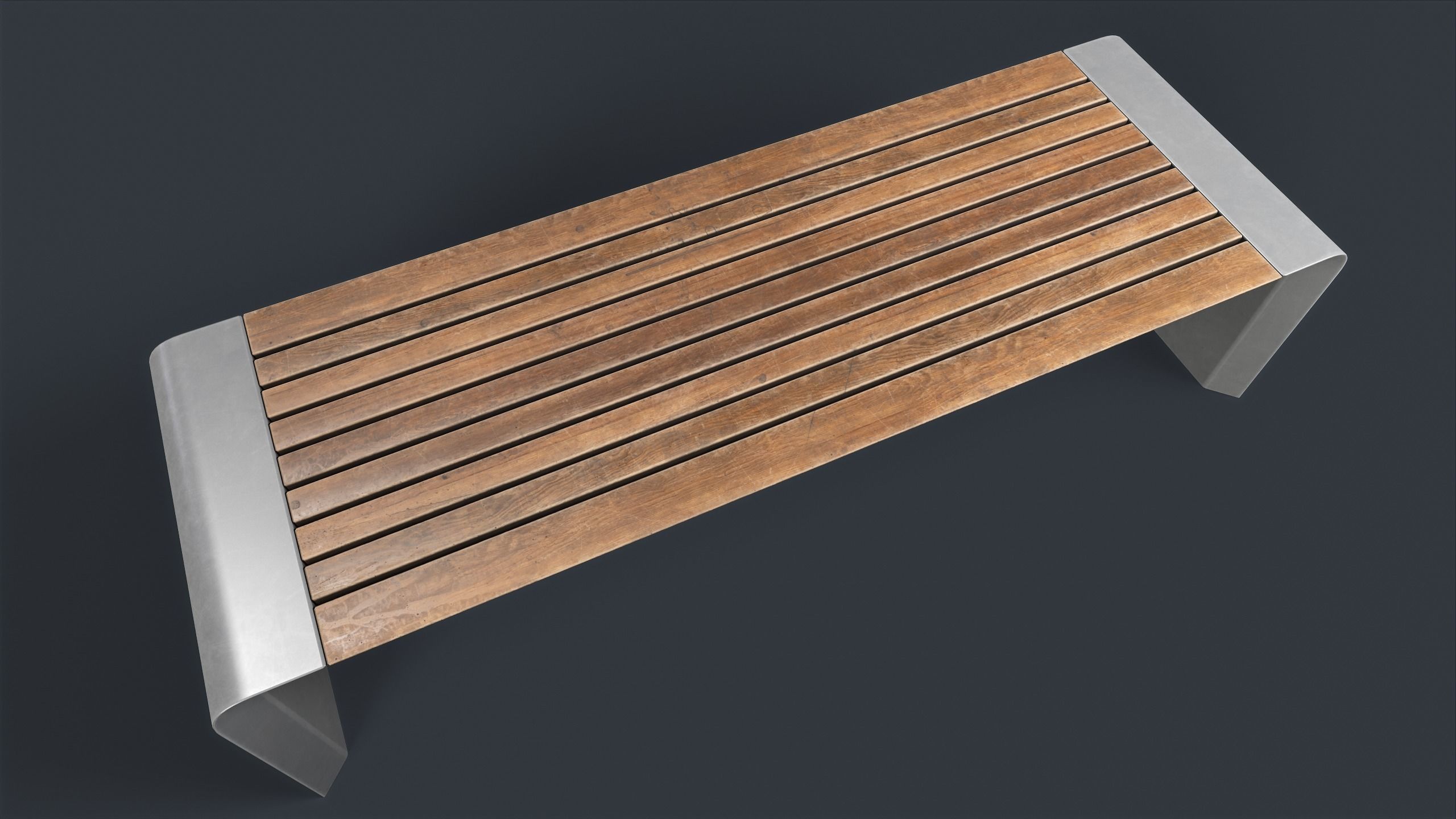 Modern Outdoor Bench 2 PBR Game Ready Low-poly 3D model_1