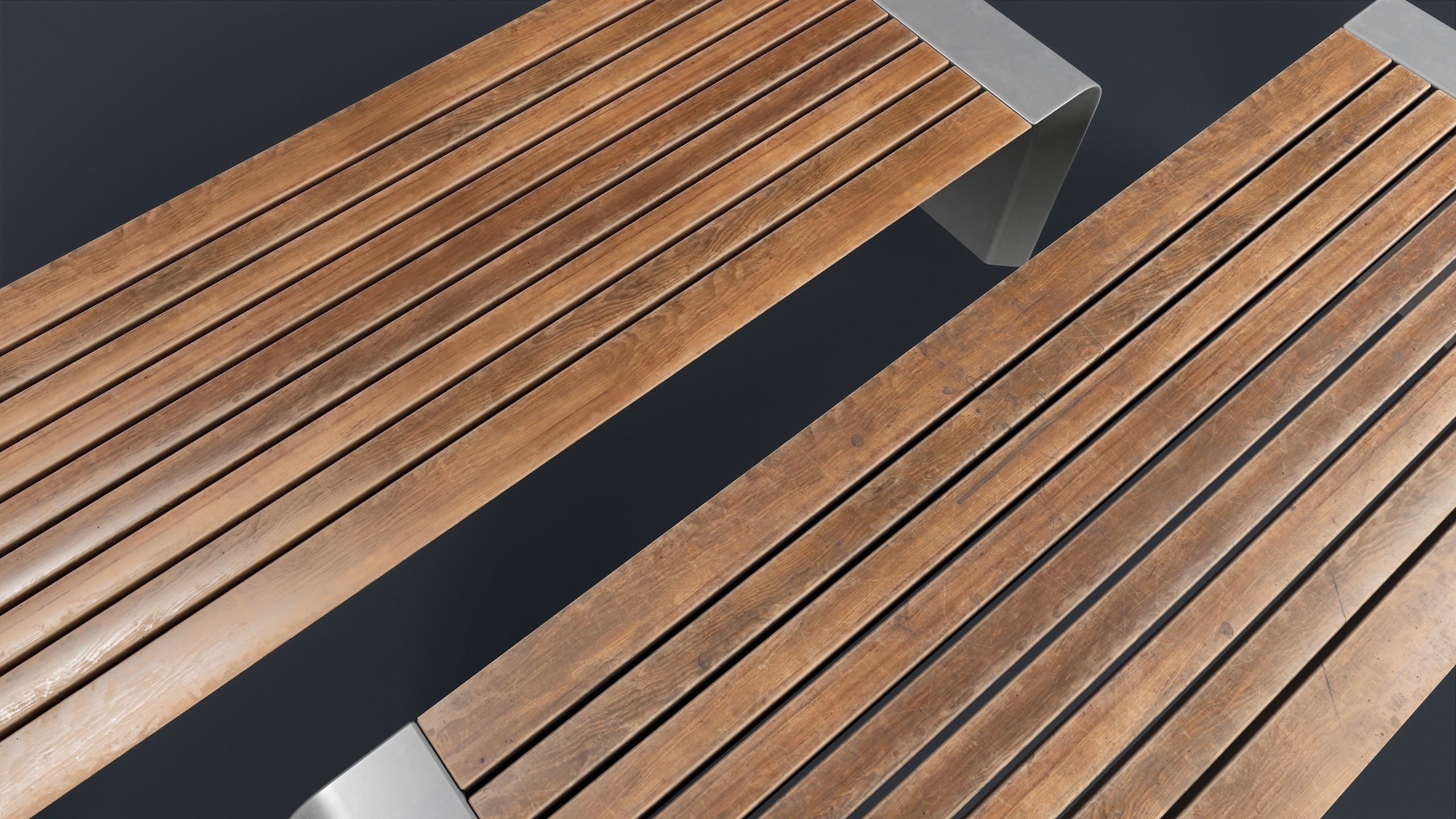 Modern Outdoor Bench 2 PBR Game Ready Low-poly 3D model_10