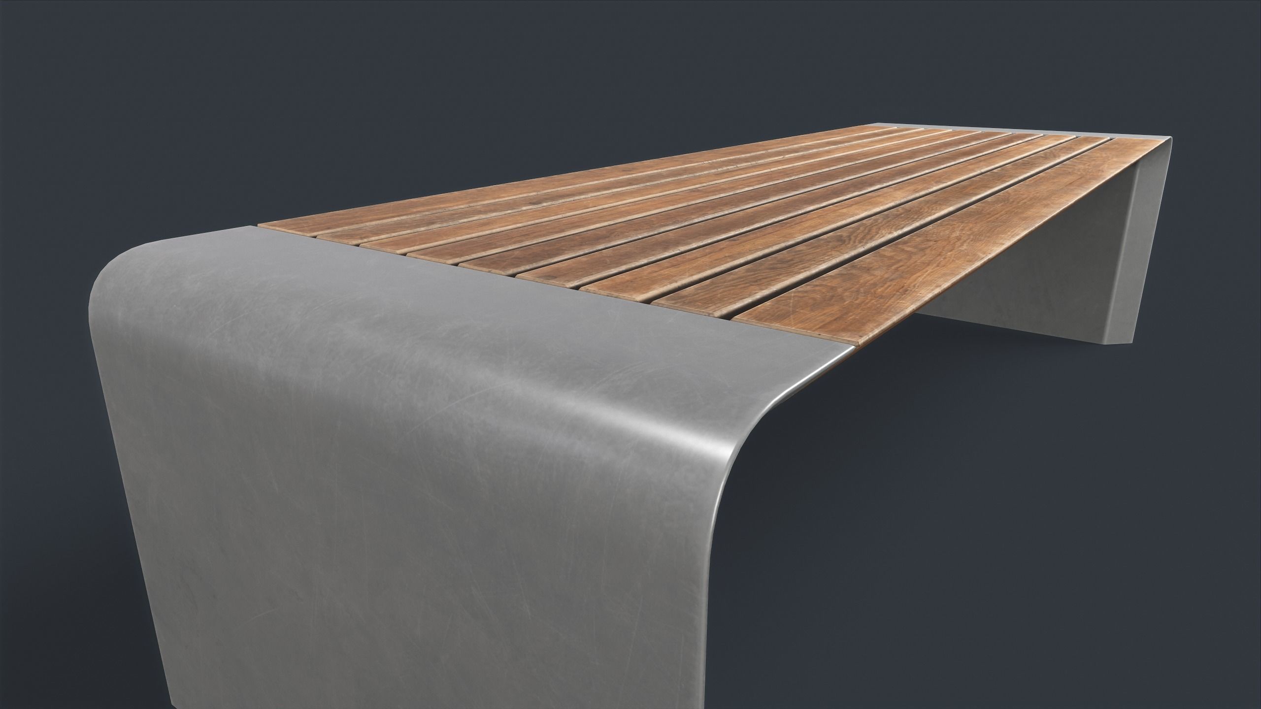 Modern Outdoor Bench 2 PBR Game Ready Low-poly 3D model_6