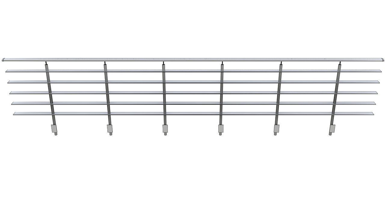 Steel pipe balcony railing 3D model_5