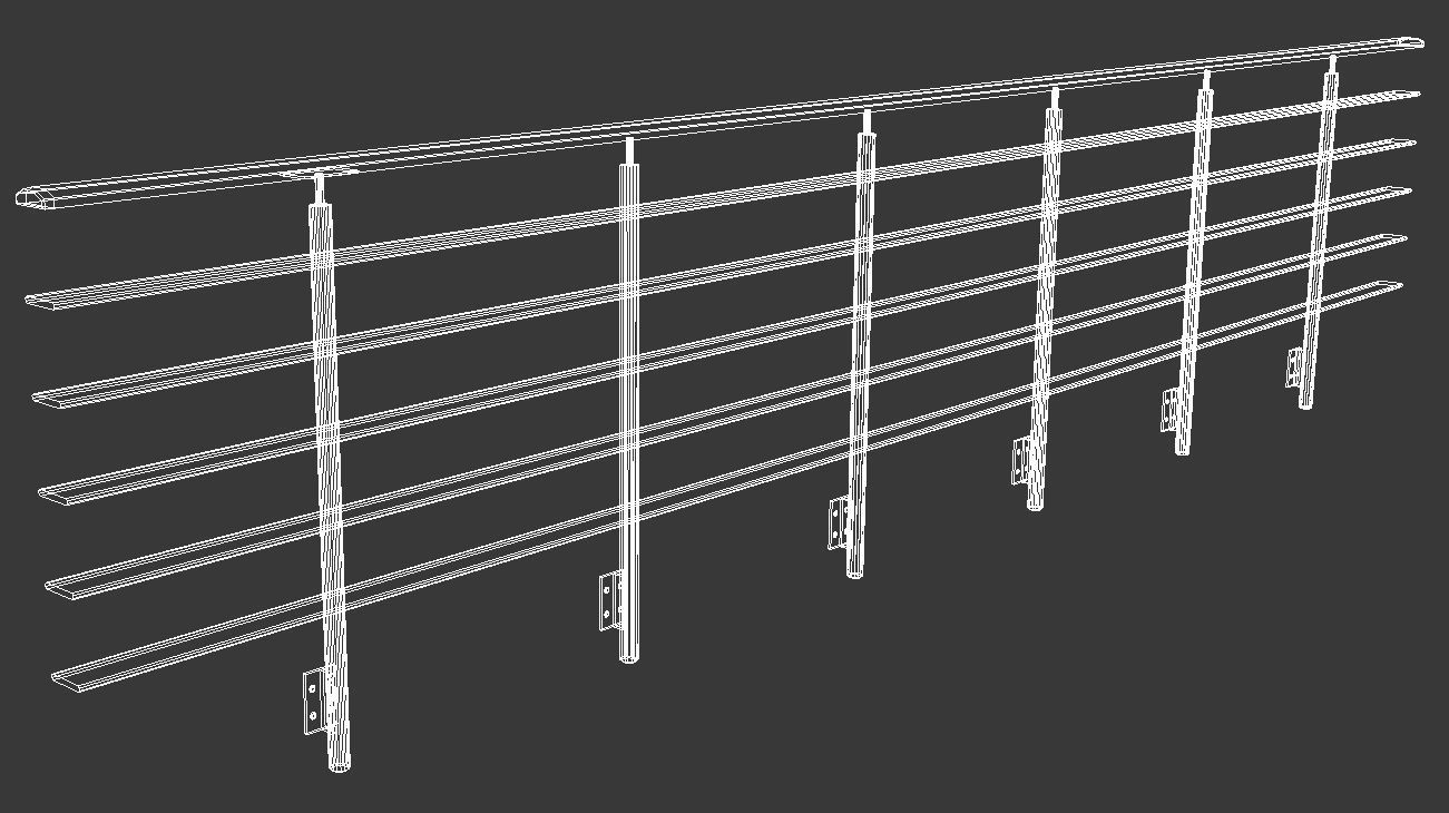 Steel pipe balcony railing 3D model_11